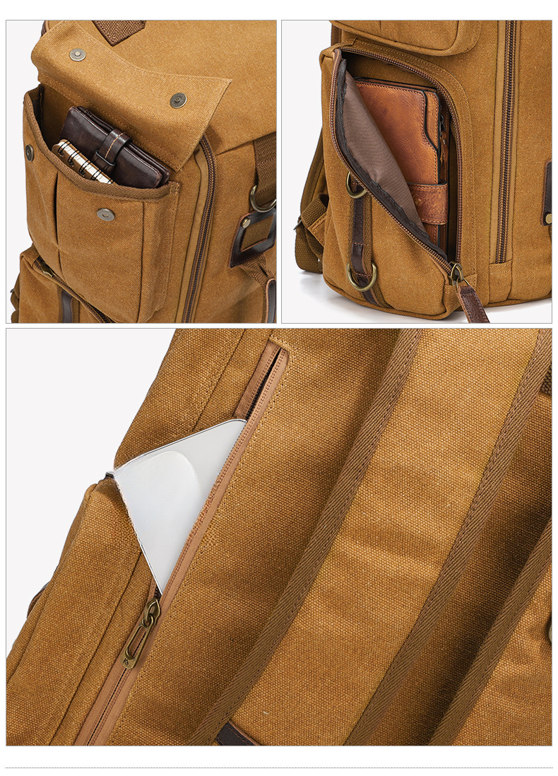 Canvas Outdoor Große Kapazität Herren Nischendesign Rucksack Reise Computertasche_voghion.com